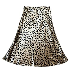 Leopard Print A-line Midi Skirt
